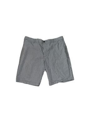 Dockers Blue And White Plaid Flat Front Chino Shorts Size 40